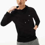Lacoste סווטשירט ג'רזי מכותנה עם קפוצ'ון DZ4D0D673 שחור 031 גברים - Image 8
