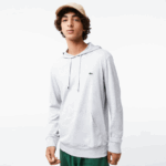 Lacoste סווטשירט ג'רזי מכותנה עם קפוצ'ון DZ4D0D713 chine אפור cca גברים