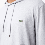 Lacoste סווטשירט ג'רזי מכותנה עם קפוצ'ון DZ4D0D713 chine אפור cca גברים - Image 4