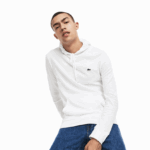Lacoste סווטשירט ג'רזי מכותנה עם קפוצ'ון DZ4D0D736 לבן 001 גברים - Image 3