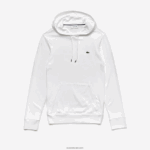 Lacoste סווטשירט ג'רזי מכותנה עם קפוצ'ון DZ4D0D736 לבן 001 גברים - Image 4