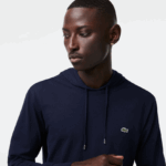 Lacoste סווטשירט ג'רזי מכותנה עם קפוצ'ון DZ4D0D737 כחול כהה 166 גברים - Image 2