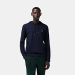 Lacoste סווטשירט ג'רזי מכותנה עם קפוצ'ון DZ4D0D737 כחול כהה 166 גברים