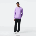 Lacoste סווטשירט ג'רזי מכותנה עם קפוצ'ון DZ4D0D790 gfu סגול גברים - Image 2