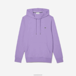 Lacoste סווטשירט ג'רזי מכותנה עם קפוצ'ון DZ4D0D790 gfu סגול גברים - Image 4