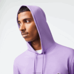 Lacoste סווטשירט ג'רזי מכותנה עם קפוצ'ון DZ4D0D790 gfu סגול גברים - Image 5
