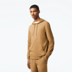 Lacoste סווטשירט ג'רזי מכותנה עם קפוצ'ון DZ4D0D845 חום z0w גברים