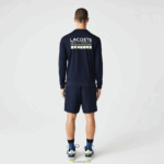 Lacoste סווטשירט טניס מודפס ספורטיבי DZ4D0D1055 כחול כהה 166 גברים - Image 3
