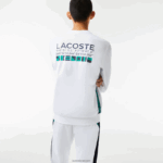 Lacoste סווטשירט טניס מודפס ספורטיבי DZ4D0D1056 לבן 001 גברים - Image 3