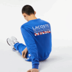 Lacoste סווטשירט טניס מודפס ספורטיבי DZ4D0D1057 כחול k1q גברים - Image 3