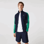Lacoste סווטשירט טניס עם רוכסן בכושר קלאסי DZ4D0D978 כחול כהה ירוק לבן yj2 גברים - Image 2