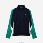 Lacoste סווטשירט טניס עם רוכסן בכושר קלאסי DZ4D0D978 כחול כהה ירוק לבן yj2 גברים - Image 4