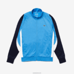 Lacoste סווטשירט טניס עם רוכסן בכושר קלאסי DZ4D0D976 כחול כהה לבן 5x7 גברים - Image 4