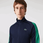 Lacoste סווטשירט טניס עם רוכסן בכושר קלאסי DZ4D0D978 כחול כהה ירוק לבן yj2 גברים