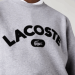 Lacoste סווטשירט טרי ממותג עם צווארון צוואר DZ4D0D1161 chine אפור cca גברים - Image 2