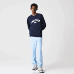 Lacoste סווטשירט טרי ממותג עם צווארון צוואר DZ4D0D1160 כחול כהה 166 גברים - Image 2