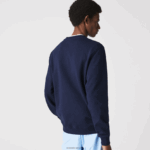 Lacoste סווטשירט טרי ממותג עם צווארון צוואר DZ4D0D1160 כחול כהה 166 גברים - Image 3