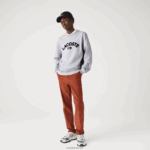 Lacoste סווטשירט טרי ממותג עם צווארון צוואר DZ4D0D1161 chine אפור cca גברים - Image 4