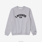 Lacoste סווטשירט טרי ממותג עם צווארון צוואר DZ4D0D1161 chine אפור cca גברים - Image 5