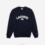 Lacoste סווטשירט טרי ממותג עם צווארון צוואר DZ4D0D1160 כחול כהה 166 גברים - Image 5