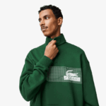 Lacoste סווטשירט כותנה אורגנית עם צווארון רוכסן DZ4D0D284 ירוק 132 גברים - Image 2
