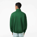 Lacoste סווטשירט כותנה אורגנית עם צווארון רוכסן DZ4D0D284 ירוק 132 גברים - Image 3