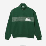 Lacoste סווטשירט כותנה אורגנית עם צווארון רוכסן DZ4D0D284 ירוק 132 גברים - Image 4