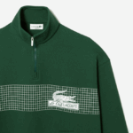 Lacoste סווטשירט כותנה אורגנית עם צווארון רוכסן DZ4D0D284 ירוק 132 גברים - Image 5
