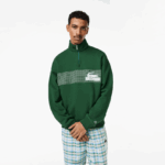 Lacoste סווטשירט כותנה אורגנית עם צווארון רוכסן DZ4D0D284 ירוק 132 גברים