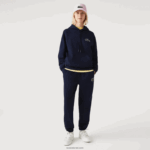 Lacoste סווטשירט כותנה אורגנית עם קפוצ'ון בגזרה רופפת DZ4D0D366 כחול כהה 166 גברים - Image 2