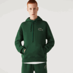 Lacoste סווטשירט כותנה אורגנית עם קפוצ'ון בגזרה רופפת DZ4D0D367 ירוק 132 גברים - Image 2