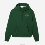 Lacoste סווטשירט כותנה אורגנית עם קפוצ'ון בגזרה רופפת DZ4D0D367 ירוק 132 גברים - Image 4