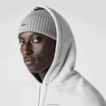Lacoste סווטשירט כותנה אורגנית עם קפוצ'ון בגזרה רופפת DZ4D0D368 chine אפור cca גברים - Image 4