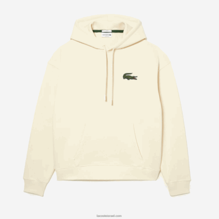 Lacoste סווטשירט כותנה אורגנית עם קפוצ'ון בגזרה רופפת DZ4D0D365 לבן xfj גברים