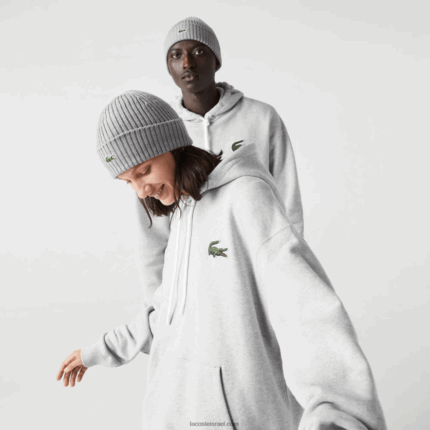 Lacoste סווטשירט כותנה אורגנית עם קפוצ'ון בגזרה רופפת DZ4D0D368 chine אפור cca גברים