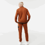 Lacoste סווטשירט כותנה עם אותיות ניגודיות בהתאמה קלאסית DZ4D0D1040 חום 3pb גברים - Image 3