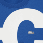Lacoste סווטשירט כותנה עם אותיות ניגודיות בהתאמה קלאסית DZ4D0D1042 כחול k1q גברים - Image 5