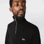 Lacoste סווטשירט כותנה עם רוכסן צווארון עומד DZ4D0D952 שחור 031 גברים - Image 2
