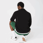 Lacoste סווטשירט כותנה עם רוכסן צווארון עומד DZ4D0D952 שחור 031 גברים - Image 3