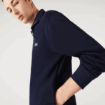 Lacoste סווטשירט כותנה עם רוכסן צווארון עומד DZ4D0D951 כחול כהה 166 גברים - Image 4