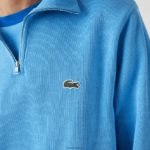 Lacoste סווטשירט כותנה עם רוכסן צווארון עומד DZ4D0D1184 כחול 4xa גברים - Image 4