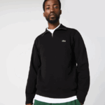 Lacoste סווטשירט כותנה עם רוכסן צווארון עומד DZ4D0D952 שחור 031 גברים