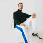 Lacoste סווטשירט כותנה עם רוכסן צווארון עומד DZ4D0D953 ירוק yzp גברים
