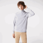 Lacoste סווטשירט כותנה עם רוכסן צווארון עומד DZ4D0D954 chine אפור cca גברים