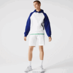 Lacoste סווטשירט כיס עם רוכסן קונטרסט עם ברדס דו-צבעוני DZ4D0D1190 לבן כחול אימה גברים - Image 2