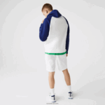 Lacoste סווטשירט כיס עם רוכסן קונטרסט עם ברדס דו-צבעוני DZ4D0D1190 לבן כחול אימה גברים - Image 3