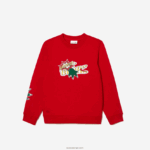 Lacoste סווטשירט מכותנה אורגנית בהדפס קומי DZ4D0D3193 אדום 240 ילדים