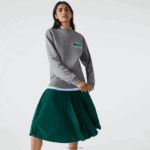 Lacoste סווטשירט מכותנה אורגנית בצוואר צוואר DZ4D0D1209 סיני אפור 1vq נשים - Image 2