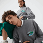 Lacoste סווטשירט מכותנה אורגנית בצוואר צוואר DZ4D0D1209 סיני אפור 1vq נשים