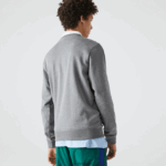 Lacoste סווטשירט מכותנה אורגנית בצוואר צוואר DZ4D0D1209 סיני אפור 1vq נשים - Image 3